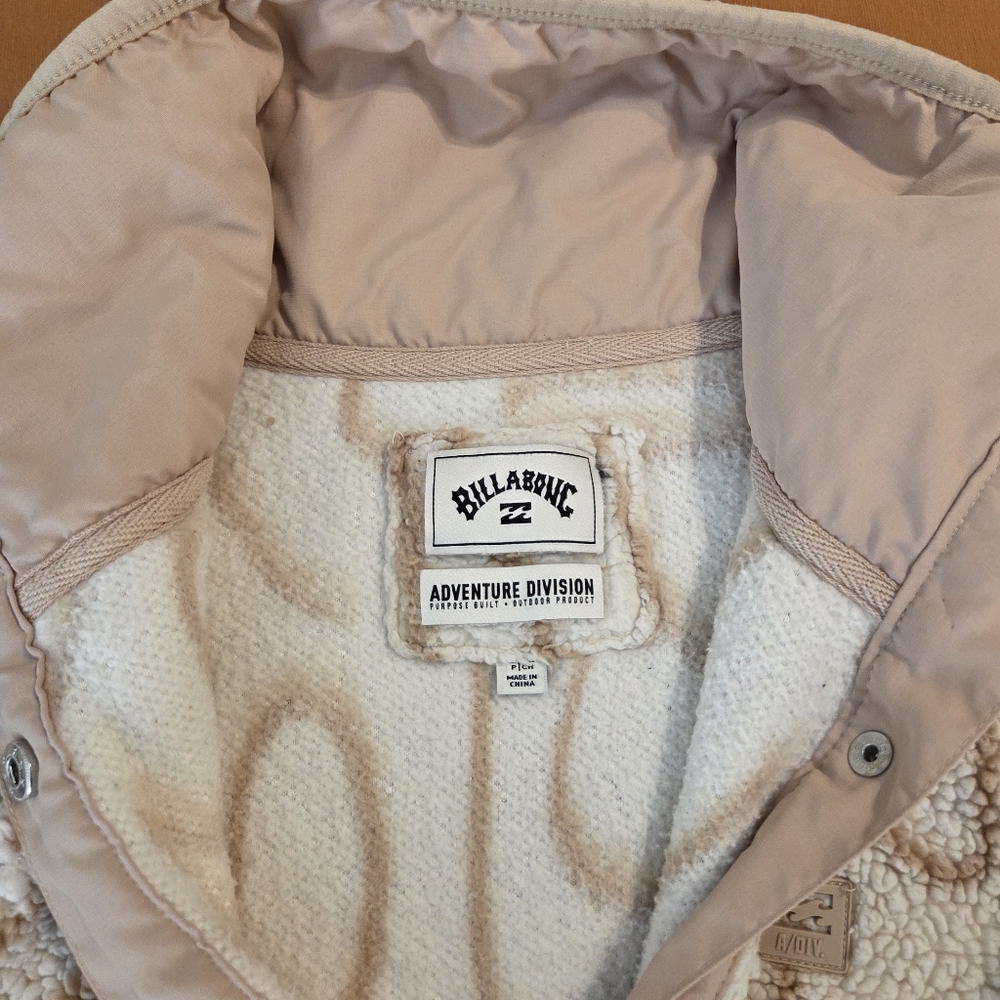 Billabong Adventure Division Switchback Mock Fleece Pullover Snap Button Beige S - Picture 6 of 9